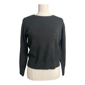 Molly Bracken Womens Sweater XS Black Sequined Crew Neck Casual Classic Fall